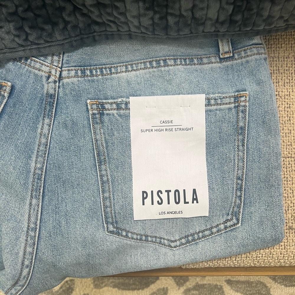 Pistola Cassie High Rise Straight Jeans in Blue